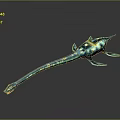 Blue Dragon Themed Decorative Artifact With Golden Accents And Long Handle