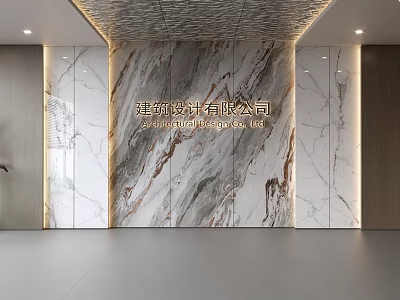 Modern Marble Feature Wall Design With Sleek Panels And Accent Lighting 3d model
