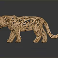 Golden Geometric Tiger Sculpture As Stylish Decorative Furniture Piece For Home