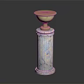 White Textured Marble Pedestal Featuring Golden Bowl Top For Decorative
