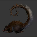 Game Movie Character With Spiked Long Tail And Orange White Fur