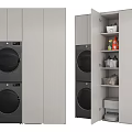 Modern Bathroom Cabinet with Washing Machine Dryer and Storage Shelves for Organized Space