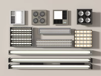 Different Air Conditioner Vent Designs Including Grid Circular And Linear Patterns 3d model