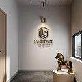 Bright Neutral Toned Modern Office With Interior Material Sample Display And Comfortable Lounge Seating
