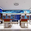 Modern Tobacco and Liquor Store Interior With Shelves Products Counter And Tables Chairs