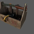 Wooden Toolbox Filled With Essential Hardware Tools Including Hammer And Wrench 3d model