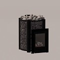 modern fireplace stove stone 3d model