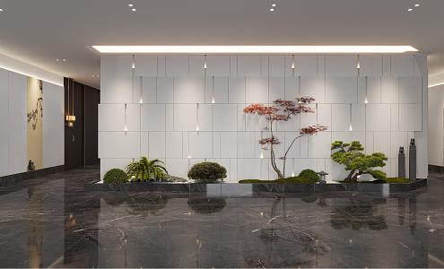 Modern hotel aisle landscaping landscape 3d model