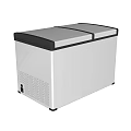 White Chest Freezer With Double Lid And Black Trim Digital Control Panel