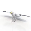 White Bird with Open Wings and Yellow Beak Standing on White Background 3d model