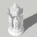 Traditional Religious Sculpture With Multiple Figures Intricate Carvings And Decorative Base