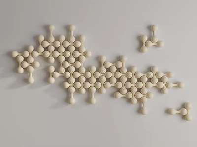 Modern Minimalist Wall Decor With Ivory Circular Ceramic Beads In Geometric Arrangement 3d model