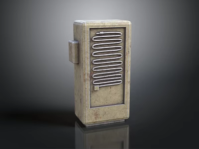 Old Style Industrial Utility Cabinet With Concrete Finish And Metal Ventilation Grilles 3d model