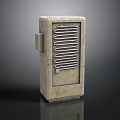 Old Style Industrial Utility Cabinet With Concrete Finish And Metal Ventilation Grilles