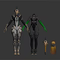 Futuristic Female Characters In Cybernetic Armor With Head Models And Sci Fi Design