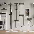 Modern Black Shower Heads with Handheld Sprayer and Bathroom Accessories for Contemporary Bathrooms