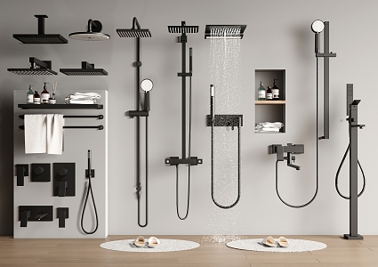 Modern shower head towel rack 3d model