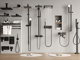 Modern shower head towel rack 3d model