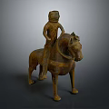 Ancient Terracotta Game Character Design Featuring Rider On Brown Horse Sculpture