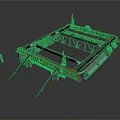 Mechanical Equipment Metal Frame Structure With Support Legs And Brown Components