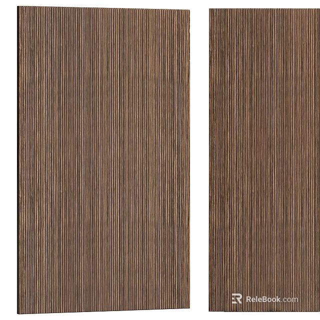 Brown Vertical Striped Wooden Decorative Panels 3d model