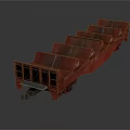 Red Freight Train Cars With Multiple Open Top Hoppers On Gray Surface