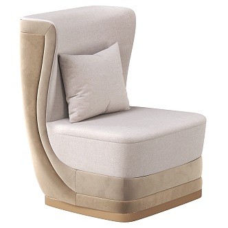 Modern Beige High Backrest Single Sofa 3d model