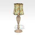 Elegant Wooden Table Lamp Furniture With Floral Patterned Lampshade And Decorative Base