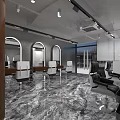 Modern Hair And Beauty Salon Interior With Wooden Panels Marble Floor And Styling Chairs
