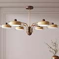 Modern Multi Arm Chandelier With Round Glass Shades For Indoor Dining Space