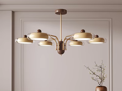 Modern Multi Arm Chandelier With Round Glass Shades For Indoor Dining Space 3d model