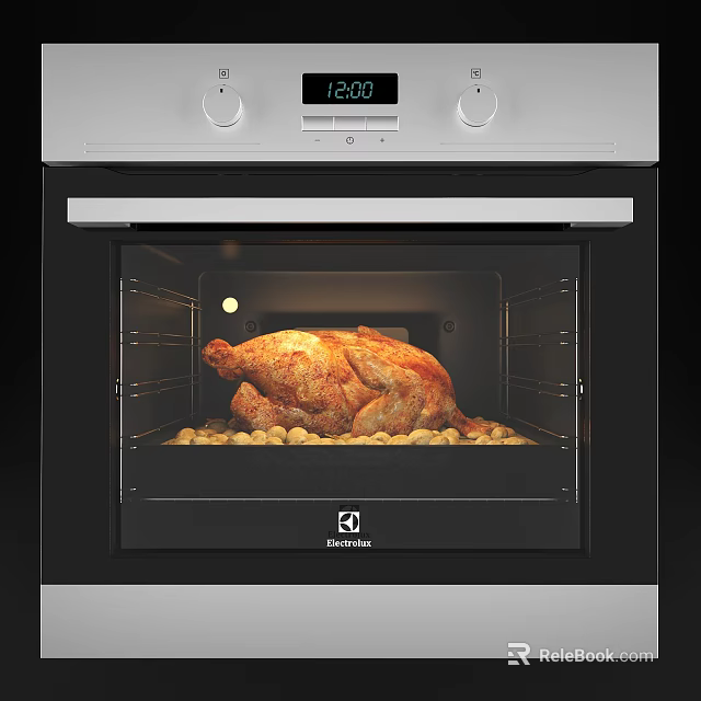 Modern Electric Oven Cooking Roast Chicken with Potatoes as Essential Kitchen Appliance 3d model 