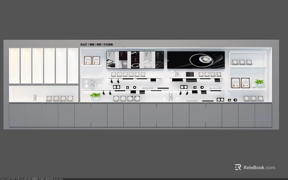 Modern Versatile Display Shelves For Retail Store With Multiple Layers And Accessories 3d model