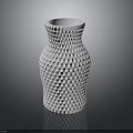 Modern White Ceramic Vase With Honeycomb Texture On Black Background