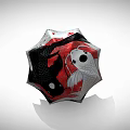 Stylish Decorative Umbrella With Koi Fish Yin Yang Design And Red Black White Colors