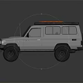 Silver Grey Off-road Vehicle With Roof Rack Orange Light Front Grille And Off-road Tires
