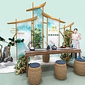 Zen DP point Chinese atmosphere Zen interactive area flower arrangement interactive atmosphere interactive area 3d model