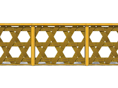 Yellow Decorative Fence With Hexagonal Lattice Pattern And Panel Design For Outdoor Garden 3d model