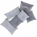 Soft Gray Decorative Throw Pillows With Tassels Quilted Patterns And Assorted Sizes For Home Decor 3d model