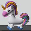 Cute Unicorn Toy With White Body Pink Nose Yellow Horn Blue Hooves Rainbow Mane Tail