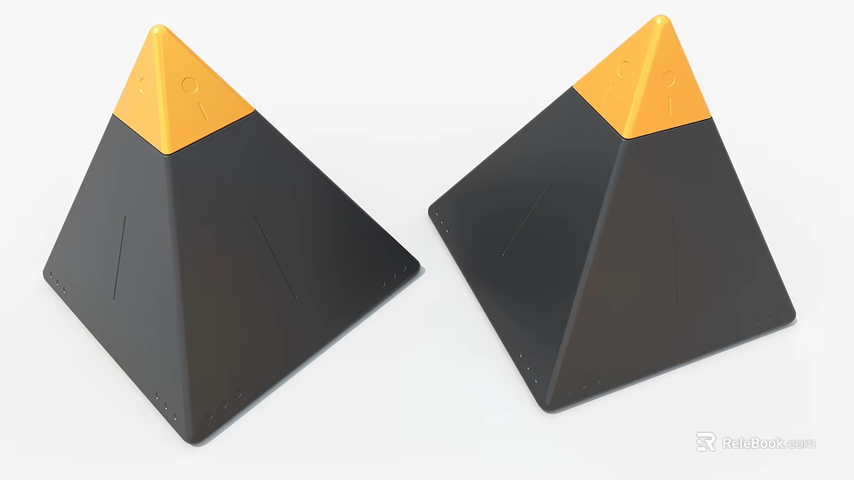 Modern Geometric Art Installation With Black And Yellow Pyramid Shaped Structures 3d model 
