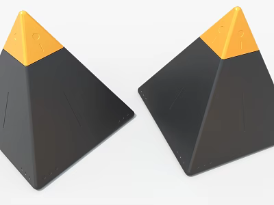 Modern Geometric Art Installation With Black And Yellow Pyramid Shaped Structures 3d model