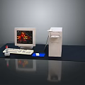 Vintage Computer Setup With Monitor Desktop Tower Keyboard Mouse And Printer