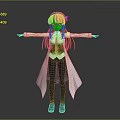 Pink Haired Anime Character With Green Accessory Long White Coat And Outstretched Arms