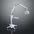 White Mobile Furniture With Adjustable Arm Rolling Wheels And Display Tray