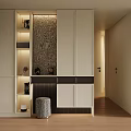 Modern Minimalist Shoe Cabinet Design With Storage Shelves And Decorative Elements