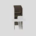 Modern Curved Staircase With White Steps And Wooden Panel Lighting 3d model