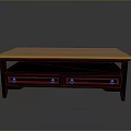 Stylish Black Coffee Table With Brown Wooden Top And Three Drawers