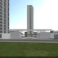 High-rise Residential Buildings With Balcony View Green Courtyard Swimming Pool And Trees