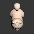 White Cat Game And Movie Character With Red Patterns And Green Collar Styling